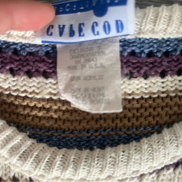 Vintage Cape Cod Sportswear 80s 90s Striped Knit Short Sleeve Shirt Top Medium - Picture 5 of 8